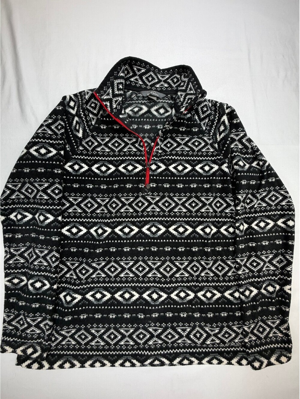 Eddie Bauer Women's Pullover Sweater Aztec Quarter Zip Size Large Black White